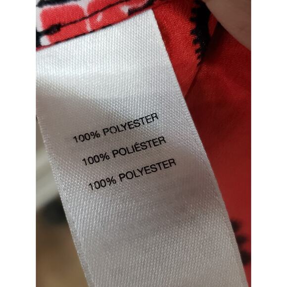 Chico's Tunic Top Women XL Red Geo Print Stretch Cold Shoulder Sleeve Round Neck - Picture 6 of 13